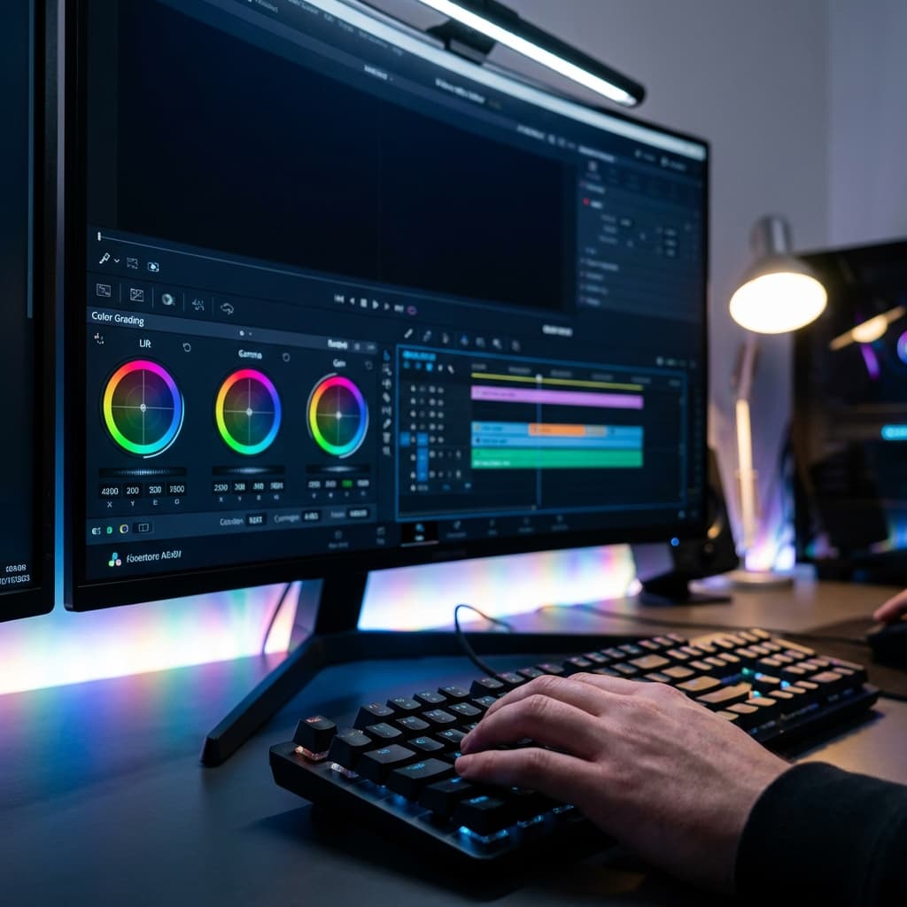 Professional video editing and post-production software interface